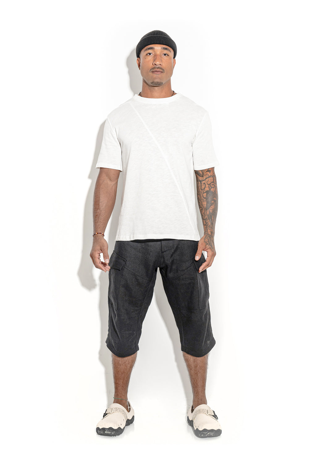 Natural White T-shirt with a geometric&nbsp;seam