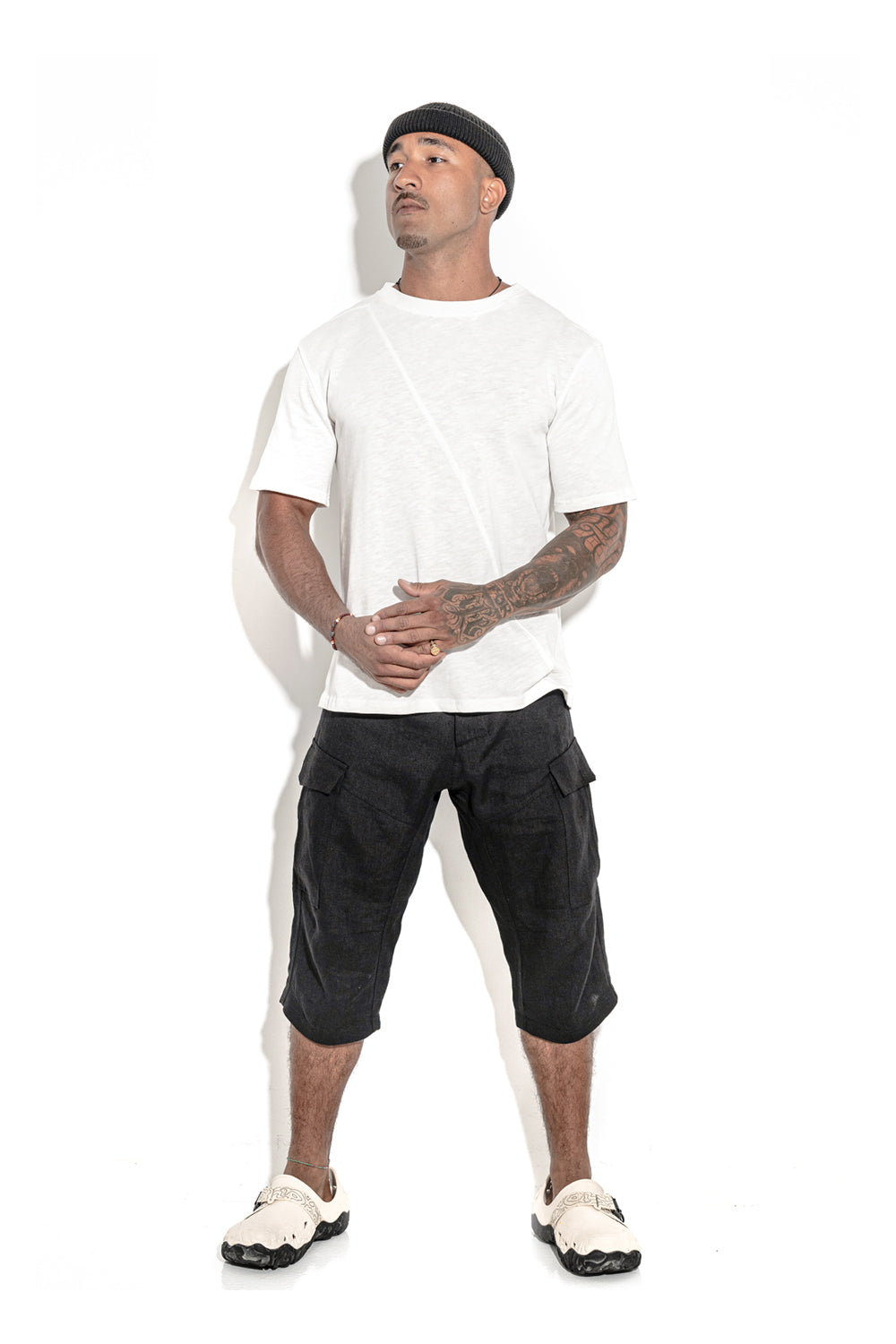 Natural White T-shirt with a geometric&nbsp;seam