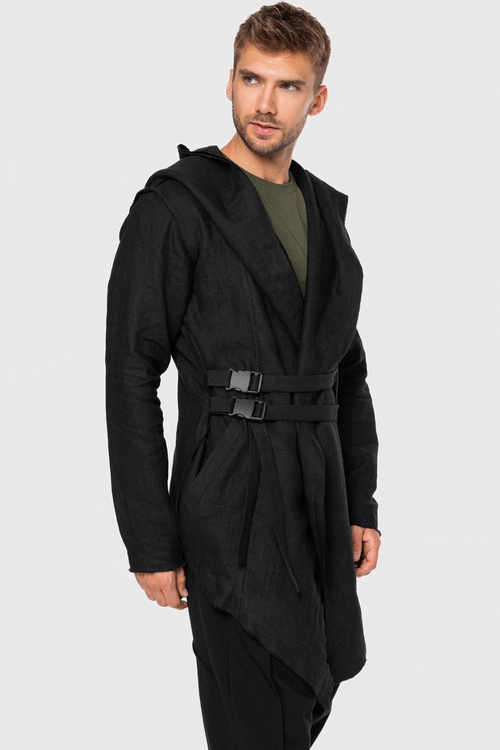 MDNT45 Hooded linen cardigan