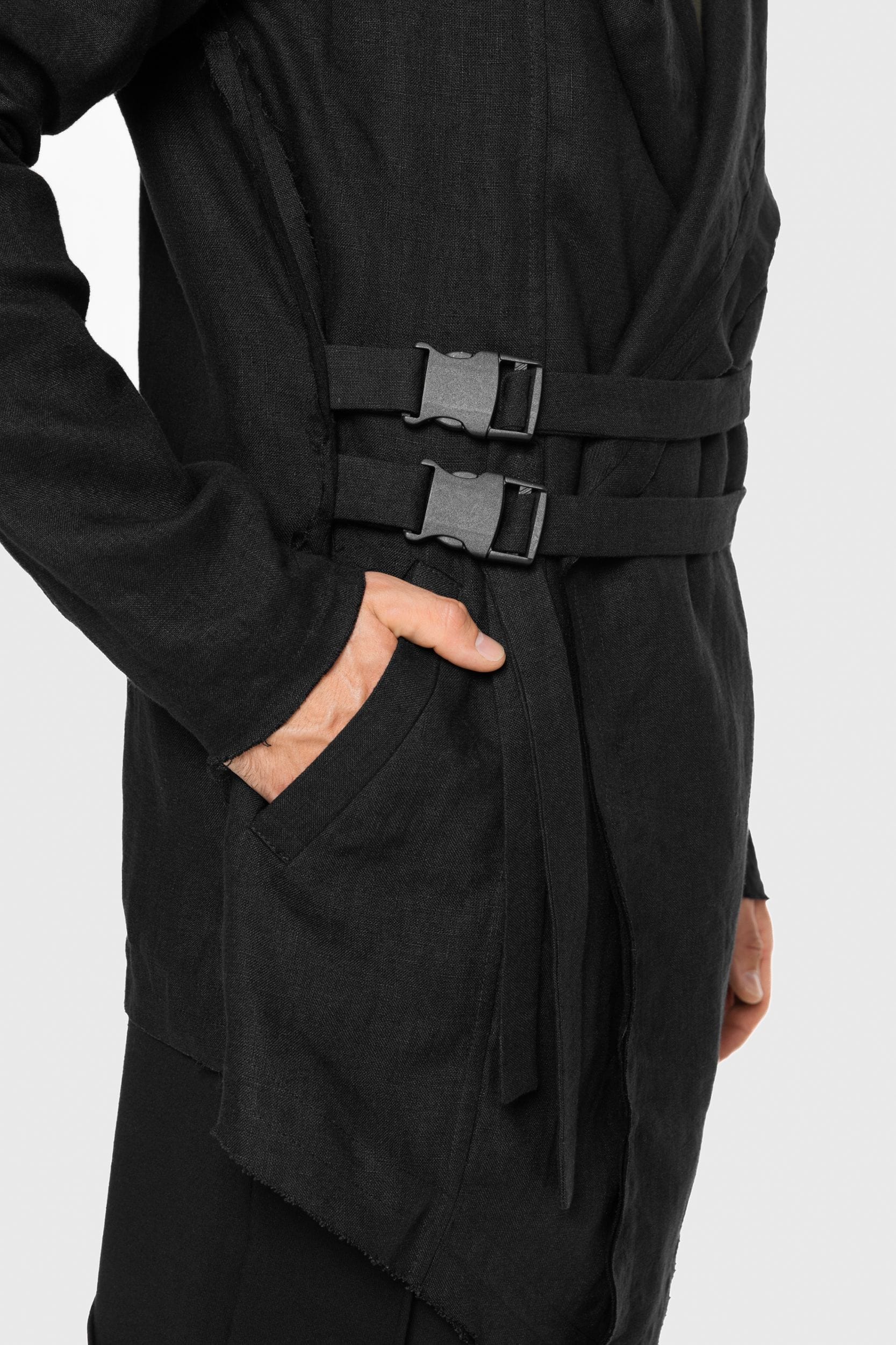 MDNT45 Hooded linen cardigan
